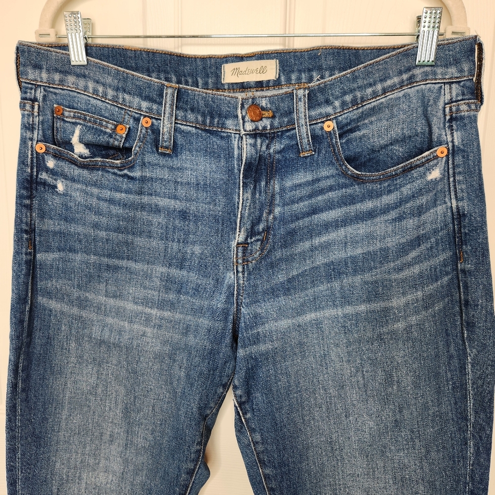 Madewell Slim Boyjean Size 30 Medium Wash Lighly Distressed - Picture 4 of 15